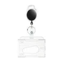 Transparent Double Cards Slots Tag Badge Holder With Badge Reel 2 Cards Storage Organizer Employee Pass Work Card Case Sleeve Men Card Holder Wallet Business Card Holder Credit Card Holder Id Card Holder Women For Women For Men Card Wallet