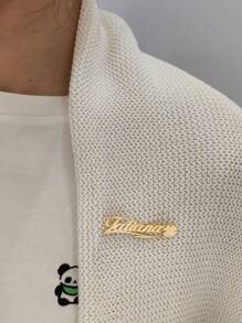 1pc Customized Letter Copper Name Lapel Pin, Multiple Fonts & Borders, Ideal For Daily Wear, Christmas, Memorial, Valentine's Day Gifts
