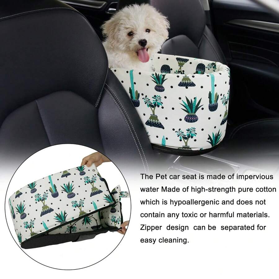1 ghế an toàn cho xe hơi dành cho thú cưng, ghế nâng an toàn cho thú cưng, ghế điều khiển trung tâm xe hơi cho chó/mèo nhỏ, ghế nâng tay cho chó con, túi đựng giường có tay vịn du lịch cho thú cưng có thể tháo rời, phù hợp cho thú cưng dưới 13 lbs