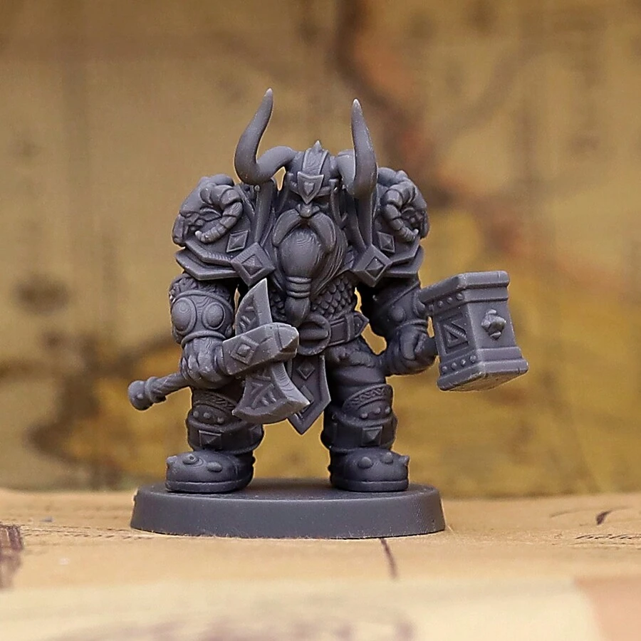 Dwarf Heritage Attack Miniature, Premium 3D Printed Fantasy Tabletop Miniatures Miniature For Role Playing Games - Dark Grey - View 1