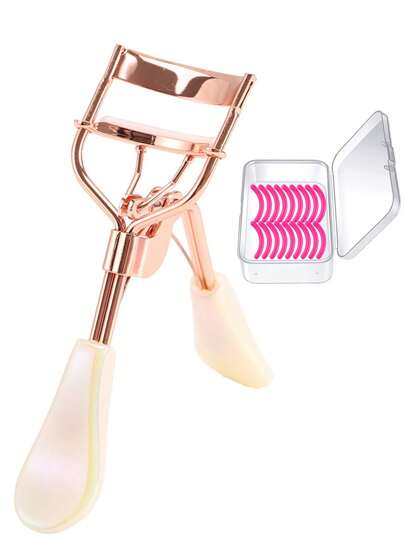 1 件睫毛夹 + 24 12 硅胶替换装粉色睫毛夹带垫闪光手柄睫毛夹睫毛夹睫毛夹女士和女孩睫毛工具（粉色）睫毛夹带梳子适合所有眼形弯曲睫毛夹，自然持久睫毛夹，非常适合女性化妆礼物、化妆、平价、房间装饰、梳妆台、旅行、卧室、化妆配件、睫毛夹