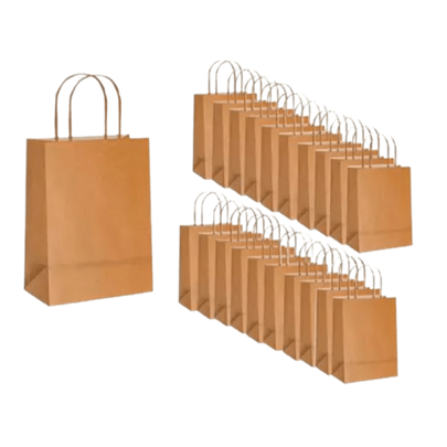 50 SACOLAS PAPEL KRAFT M 26x19,5x9,5cm  CROMUS