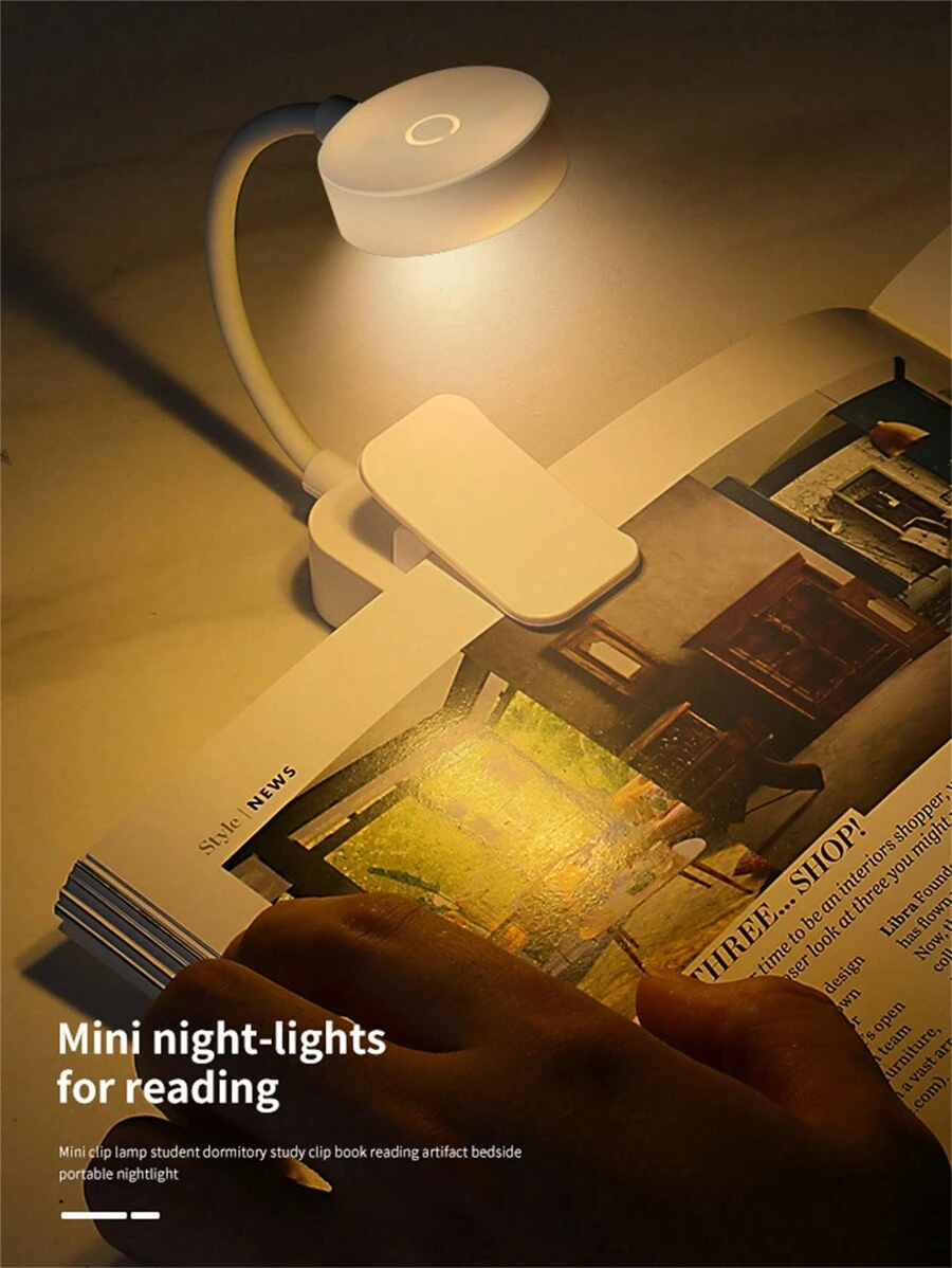 1個迷你便攜式書籤LED閱讀燈，護眼夾式夜間檯燈，電池供電，3種顏色模式與10段可調亮度，小巧耐用，適合學生、兒童、書迷床邊閱讀，完美的新年與春節禮物