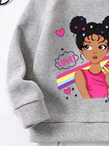 2pcs Kid Girls Rainbow Girl Letter Print Long Sleeve Sweatshirt And Pants Set, Fashionable For Autumn/Winter - Grey - View 5