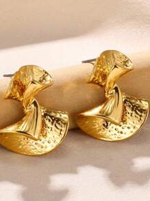 1 Pair Elegant 18K Gold Plated Titanium Steel Ballet Skirt Inspired Earrings, Casual And Party Wear, Fashion Accessories For Women