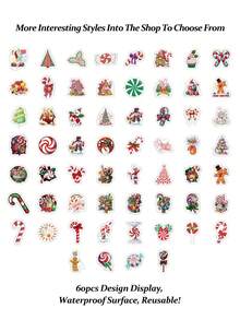 60 张圣诞贴纸、节日贴纸、驯鹿、拐杖糖、圣诞老人、圣诞树、圣诞夜、。 - 彩色 - 查看 3