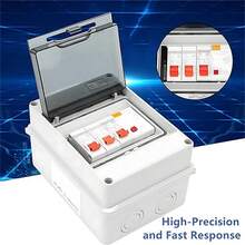 Consumer Unit 2 Way, IP65 Protection Garage Consumer Unit, Plastic Leakage Circuit Breaker, Fuse Box Consumer Unit For Garages, Caravans, Workshops, 40A 30mA RCD 2MCB 6A+16A - White - View 4