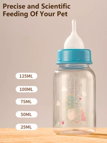 1pc Cartoon Design Baby Bottle For Newborn Kitten Puppy Pet Feeding Milk Bottle With Nipple