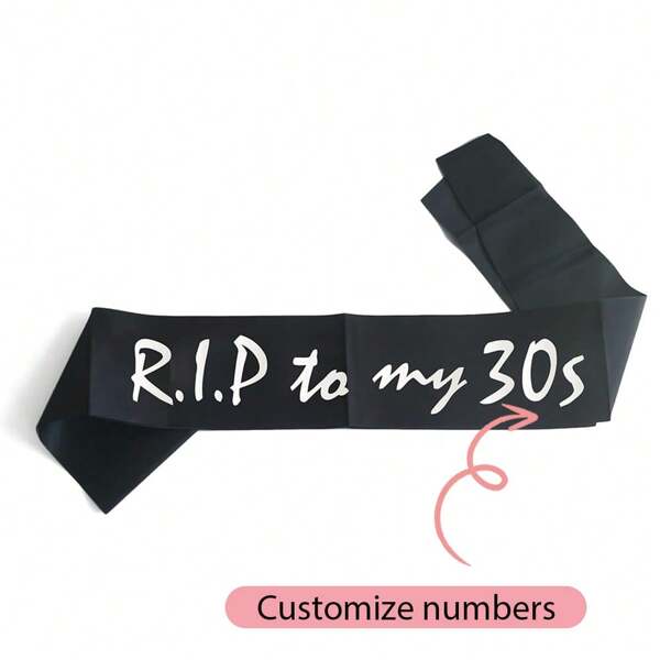 Personalised Twenties Thirty Forty Fifty Black Sash Death To My 20s 30s 40s 50s Alternative Goth Gothic Funeral For Youth 30th 40th 50th 60th Birthday Party Decoration Gift Photo Props