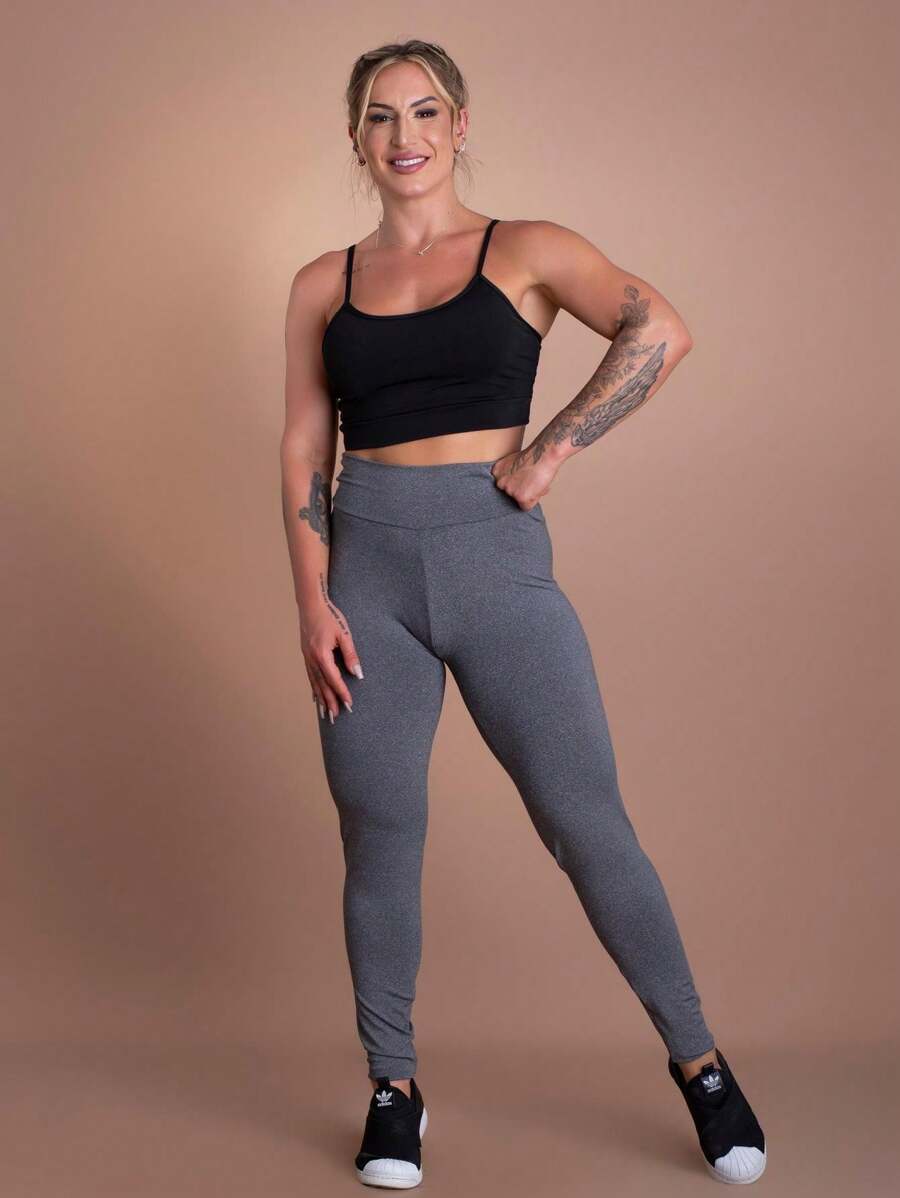 Women's Fitness Set Basic Plain Leggings High Waist And Strappy Top Workout Fashion F7 NEW STYLE - Xem 1