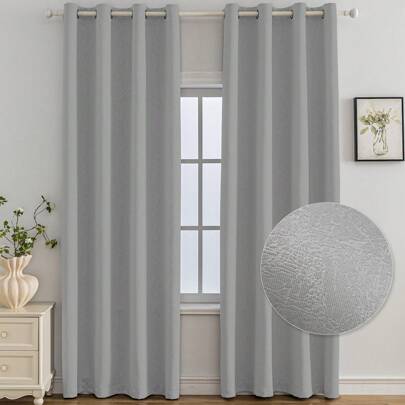  Ystyle 2 Piece Indoor Blackout Curtains, Thermal Bedroom Curtains With Rings, Sound-Absorbing Curtains For Living Room, Cold And Heat Insulating Thermal Curtain