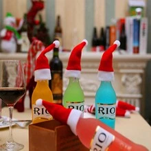 圣诞装饰圣诞装饰用品，圣诞老人迷你帽，酒瓶迷你帽，圣诞小礼物 - 紅白色 - 查看 1
