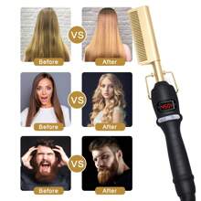 UKLISS Hot Comb, Electric Hair Straightener Heat Pressing Combs, Quick Heated Afro Comb Women, Ceramic Electric Hair Straightening Comb, Curling Iron,Hot Brushes For Hair Styling - 查看 10