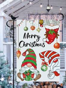 1 件圣诞主题花园旗，圣诞娃娃垂直风格欢迎冬季花园旗涤纶小庭院旗，圣诞节户外装饰季节性户外小旗帜，2025 新年礼物 - 聖誕娃娃 - 查看 5