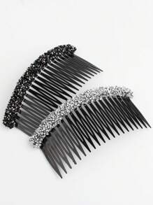 1/2/3 pezzi Set di fermagli per capelli con strass per donne, fermagli per capelli eleganti decorati completamente con strass per frangia e capelli ribelli, pettini per capelli laterali, accessori per capelli per scuola, matrimonio
