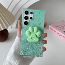 黑色大孔TPU软壳星空闪光DIY可爱猫爪可调节支撑保护壳兼容Apple Iphone11/12/13/14/15/16promax，三星S22 / S23FE / S24U / A55 / A05 / A05s / A34 / A24 / A12 / A13Redmi Note11/12/13pro +，小米13C，OPPO RENO 11F / RENO12，Infinix，华为P30LITE / P70PRO，荣耀90LITE / 70LITE / X8B / X9A，VIVO和其他IPHONE手机壳 - 黑色 - 查看 7