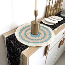 1 Stück Stoffquaste Tischset Boho Tischmatten runde Tischmatten geflochtene Tischmatten bohemian Küche gewebte Küche Tischset Heimdekoration Tischsets Tischsets waschbar Untersetzer