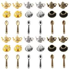 9-50pcs Mini Alloy Charms Coffee Cup Teapot Spoon Tableware Kitchen Charms Pendant For DIY Craft Jewelry Making Necklace Bracelet Key Chain - Alloy Pendant - View 11