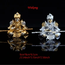 1 bộ Tượng Tôn Ngộ Không Vẽ Tay Kèm 1 Thanh Vòng Vàng/Jin Gu Bang – Đồ Trang Trí Bảng Điều Khiển Xe Hơi Lấy Cảm Hứng Từ Vua Khỉ | Tay Nghề Thủ Công Chi Tiết, Đồ Sưu Tầm Trưng Bày Xe Hơi & Nhà Cửa Độc Đáo | Đồ Trang Trí Thần Thoại Trung Hoa Thủ Công Cao Cấp - Bạc với vàng - Xem 9