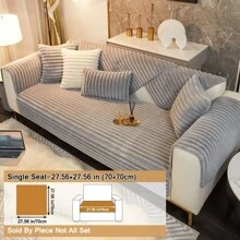 1pc Winter Warmth Rabbit Plush Sofa Cushion, Thickened And Warm Sofa Cover - Grey - View 20