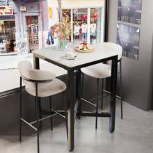 Bar Table White/Black Bistro Table Marble, Square Bar Table Kitchen Narrow Stable Kitchen Table With Metal Frame For Kitchens 70x70cm - White - View 5
