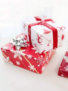 1 件 43 厘米 X 305 厘米圣诞树、雪花和驯鹿礼品包装纸、纸质材料 - 彩色 - 查看 3