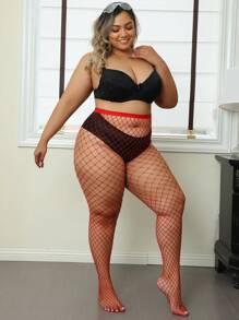 1pc Women Curve Tights, Sexy Skinny Leggings High Stretch Hollow Out Fishnet Pantyhose, Solid Color Gothic Style Versatile Hosiery For All Seasons