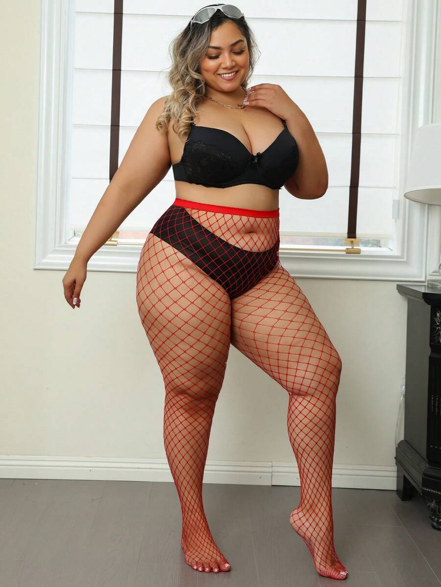 1pc Women Curve Tights, Sexy Skinny Leggings High Stretch Hollow Out Fishnet Pantyhose, Solid Color Gothic Style Versatile Hosiery For All Seasons