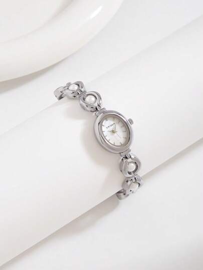 1pc Women's Pearl Shell Surface Vintage Style Pearl Bracelet Watch, Suitable For Festivals, Daily Wear, Social Events