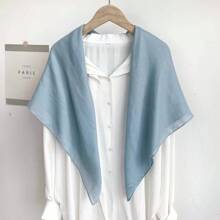 1pc Women's Solid Color Linen Large Triangle Scarf Shawl, Simple Elegant Plain Silk Scarf Wrap, Suitable For Daily Wear Halloween - Beige - View 18