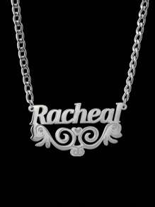 1 Pieza Nuevo collar de cadena de clavícula con nombre marcado por láser de acero inoxidable DIY, personalizable, estilo simple diario, llavero, productos que incluyen caja de regalo, regalo de San Valentín, regalo de cumpleaños, regalo del Día de la Madre, regalo diario de San Valentín
