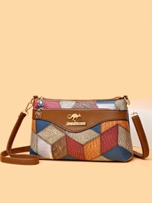 1pc Color Block Design Large Capacity Lightweight Crossbody Bag, Suitable For Women's Daily Use - Multicolor - View 3
