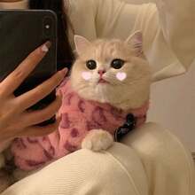 宠物服装 粉色豹纹狗狗猫咪秋冬系列 小型犬保暖外套