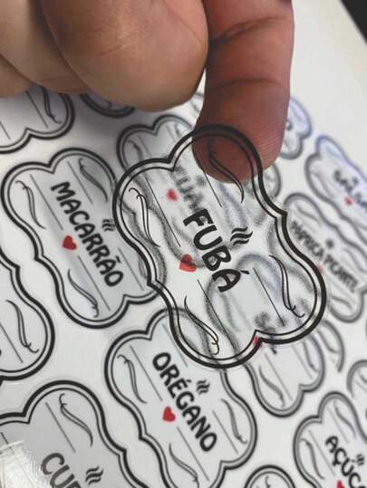 50 Adesivos no Vinil Transparente para Potes Organizadores Temperos Mantimentos Organizador 5x5cm