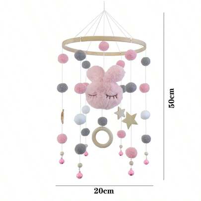 Rabbit Ear & Pentagram Carved Bamboo Wind Chime, Nursery Decorbaby Shower Family Decorations Gifts