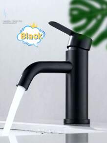 1 Pc Stainless Steel Single Lever Single Hole Bathroom Basin Sink Faucet ,Hot And Cold Water Faucet,Single Handle Bathroom Sink Faucet Black , Brushed Gold   Basin Mixer Tap  Laundry Vanity Sink Faucet  Cold And Hot Mixed Water Basin Lavatory Faucet