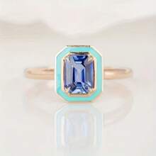 1pc Elegant Cubic Zirconia Engagement Ring, Valentine's Gift For Women - 金色 - 查看 14