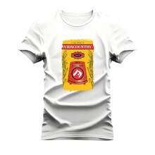 Comfortable Cotton T-Shirt Soft Mesh Printed Cachaça Vida Country - 白色 - 查看 1
