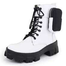 Women's Tractor Platform Ankle Boots With Bag Fashion Blogger Fattor Shop - trắng - Xem 6