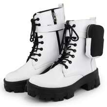 Women's Tractor Platform Ankle Boots With Bag Fashion Blogger Fattor Shop - trắng - Xem 2