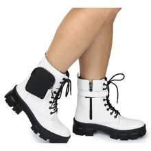 Women's Tractor Platform Ankle Boots With Bag Fashion Blogger Fattor Shop - trắng - Xem 5