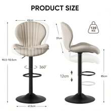 Nalupatio Bar Stools Set Of 4,Modern Swivel Bar Stools, Adjustable Upholstered Bar Stools With High Backrests, Easy Assembly In 3-5 Minutes, Suitable For Bars, Kitchen Islands, And Restaurants - Màu be - Xem 3