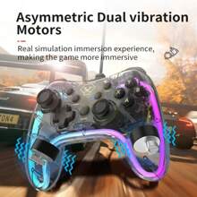 Controlador con cable Aolion RGB Adjust compatible con Switch/Switch OLED/Switch Lite con teclas Turbo, gamepad con cable para PC/Android/iOS - transparente - Ver 2