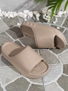Men's Plastic Casual Street Style Slip-On Thick Sole Sandals - Beige - View 5