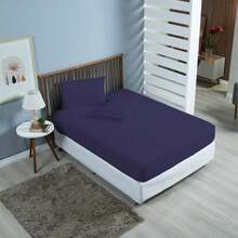 Double Mattress Protector Waterproof Cover With Quilted Elastic - Màu xanh hải quân - Xem 1