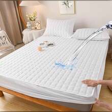 Double Mattress Protector Waterproof Cover With Quilted Elastic - Màu xanh hải quân - Xem 4