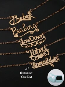 Customized Floral Accent Name Necklace, Multiple Floral Accents And Font Options, Adjustable Chain Length, Christmas Gift Box Option, Christmas, Valentine's Day, Mother's Day Gift Idea - Ordinary Blue Jewelry Box - View 8