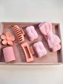 16pcs Hair Accessories Set: Includes 1 Hollow Hair Clip, 1 Floral Hair Clip, 1 Claw Clip, 10 Elastic Hair Ties, 1 Headband, 2 Wristbands, Simple Matte Solid Color Hair Accessories, Fashion Personalized, Simple Elegant Elegant, Casual Street Style, Cool College Style Hair Accessories, Suitable For Daily Shopping Dates, Casual Gatherings, Commuting Hair Accessories, For Women, Fall, Travel, Hair Tools, Accessories Women, Hair Stuff,Fall,Hair,Hair Accessories,Hair Accessories For Women,Travel,Hair Accessories,Accessories Women,Hair Accessory,Hair Accessories Women,Hair Tools,Hair Stuff,Stuff,Beauty Accessories,Gifts,Travel,Gifts For Women,Hair Stuff,Stocking Stuffers - Multicolor - View 3