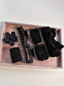 16pcs Hair Accessories Set: Includes 1 Hollow Hair Clip, 1 Floral Hair Clip, 1 Claw Clip, 10 Elastic Hair Ties, 1 Headband, 2 Wristbands, Simple Matte Solid Color Hair Accessories, Fashion Personalized, Simple Elegant Elegant, Casual Street Style, Cool College Style Hair Accessories, Suitable For Daily Shopping Dates, Casual Gatherings, Commuting Hair Accessories, For Women, Fall, Travel, Hair Tools, Accessories Women, Hair Stuff,Fall,Hair,Hair Accessories,Hair Accessories For Women,Travel,Hair Accessories,Accessories Women,Hair Accessory,Hair Accessories Women,Hair Tools,Hair Stuff,Stuff,Beauty Accessories,Gifts,Travel,Gifts For Women,Hair Stuff,Stocking Stuffers - Multicolor - View 4