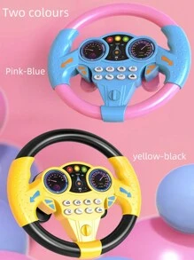 1 pieza de juguete simulado de volante musical de copiloto, rotación de 360 grados, experiencia de conducción realista, cultivar la conciencia de tráfico y el placer de conducir de los niños